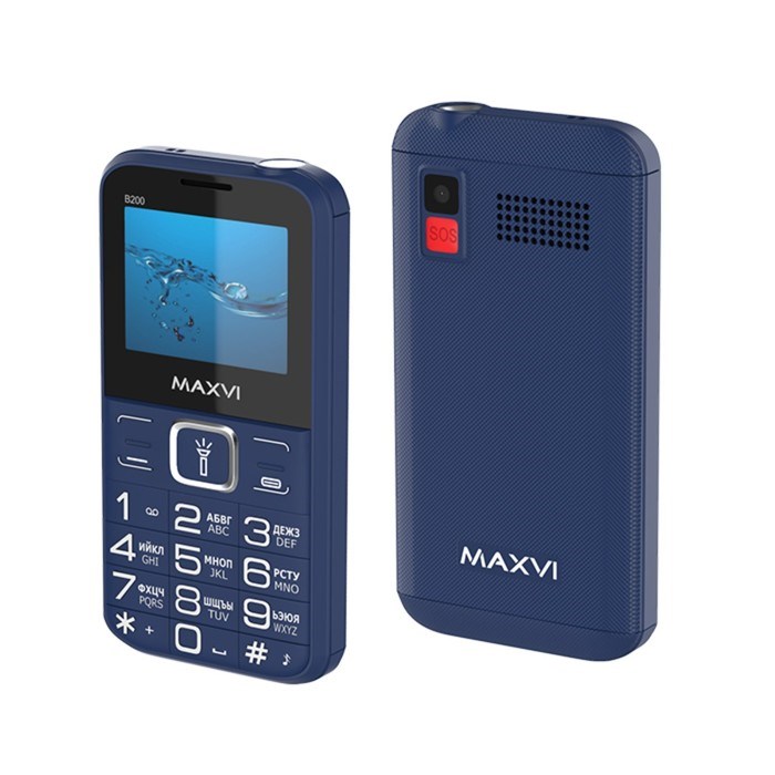 Сотовый телефон Maxvi B200, 2", 0.3 Мп, 2 sim, microSD, FM, фонарик, 1400 мАч, синий - фото 51396783