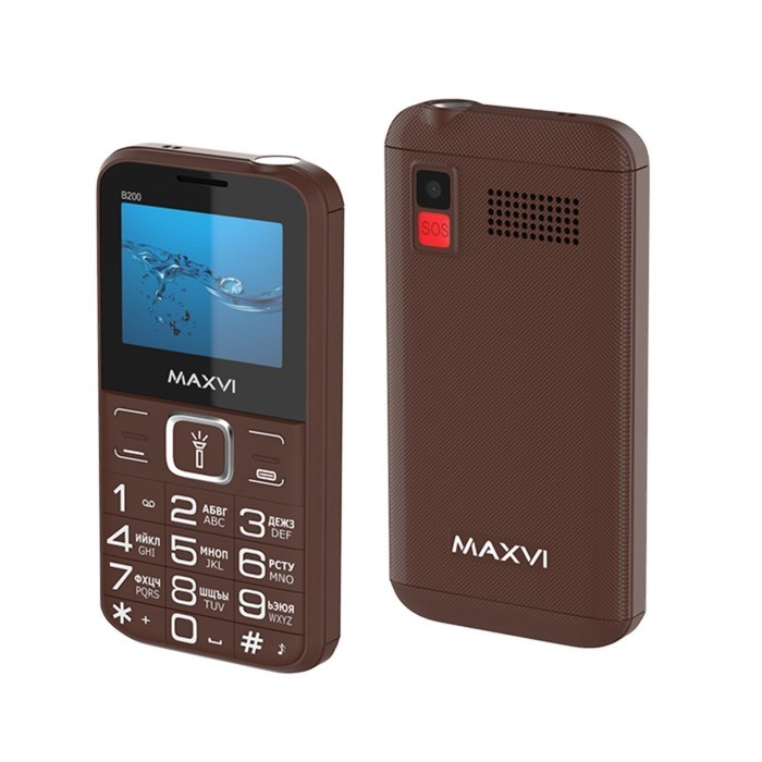 Сотовый телефон Maxvi B200, 2", 0.3 Мп, 2 sim, microSD, FM, фонарик, 1400 мАч, коричневый - фото 51396792