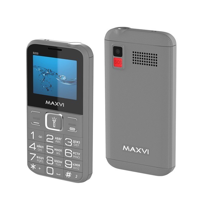 Сотовый телефон Maxvi B200, 2", 0.3 Мп, 2 sim, microSD, FM, фонарик, 1400 мАч, серый - фото 51396801