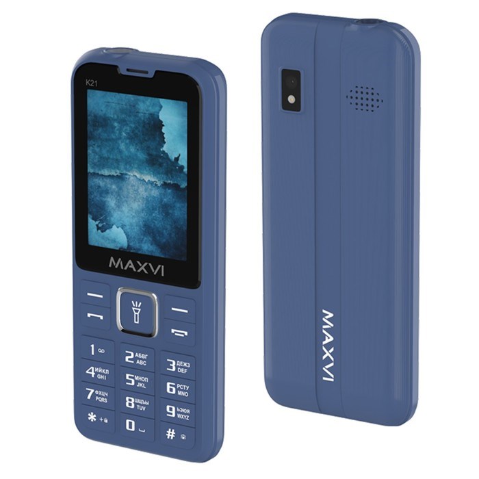 Сотовый телефон Maxvi K21, 2.4", 1.3 Мп, microSD, 2 sim, FM, фонарик, 1400 мАч, синий - фото 51396903