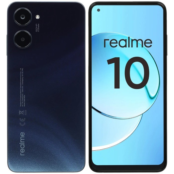 Смартфон Realme 10, 6.4", SAmoled, 2 sim, 8 Гб, 128 Гб, 50 Мп, 16 Мп, 5000 мАч, черный - фото 51396980