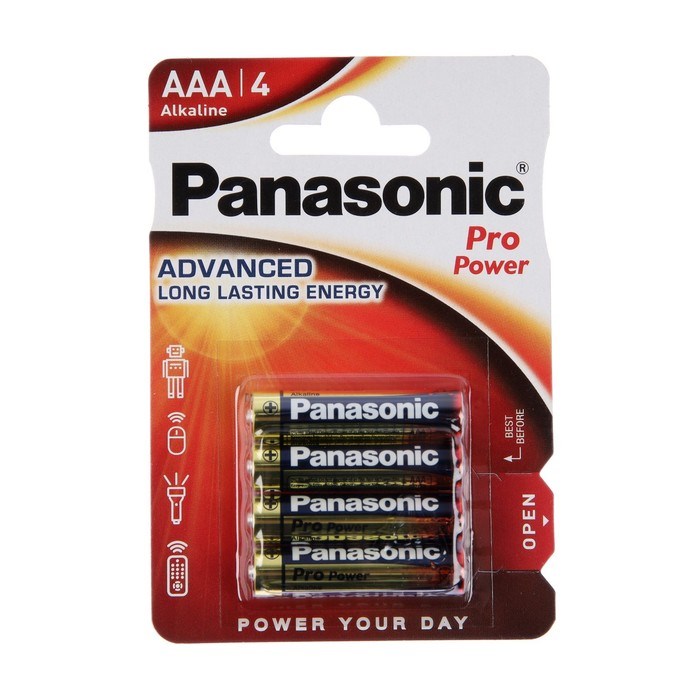 Батарейка алкалиновая Panasonic PRO Power, AAA, LR03-4BL, 1.5В, блистер, 4 шт. - фото 51397210