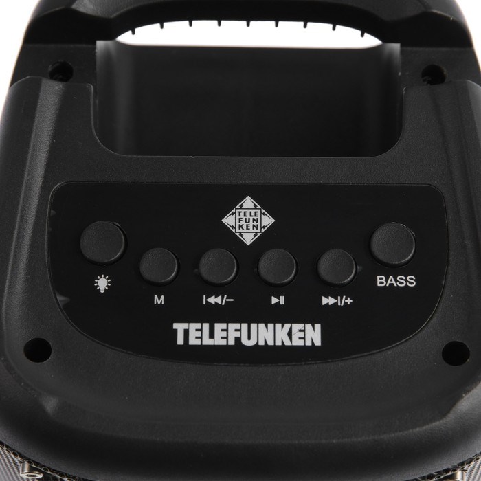 Портативная колонка Telefunken TF-PS1237B, 15Вт, 1500мАч, FM,BT, USB, TWS, подсветка, черная - фото 51397240