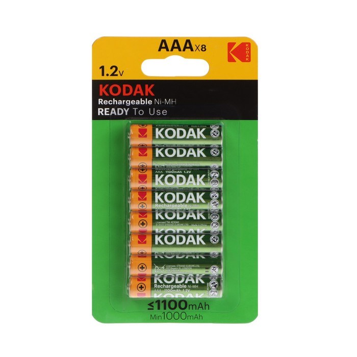 Аккумулятор Kodak, Ni-Mh, AAA, HR03-8BL, 1.2В, 1100 мАч, блистер, 8 шт. - фото 51397404