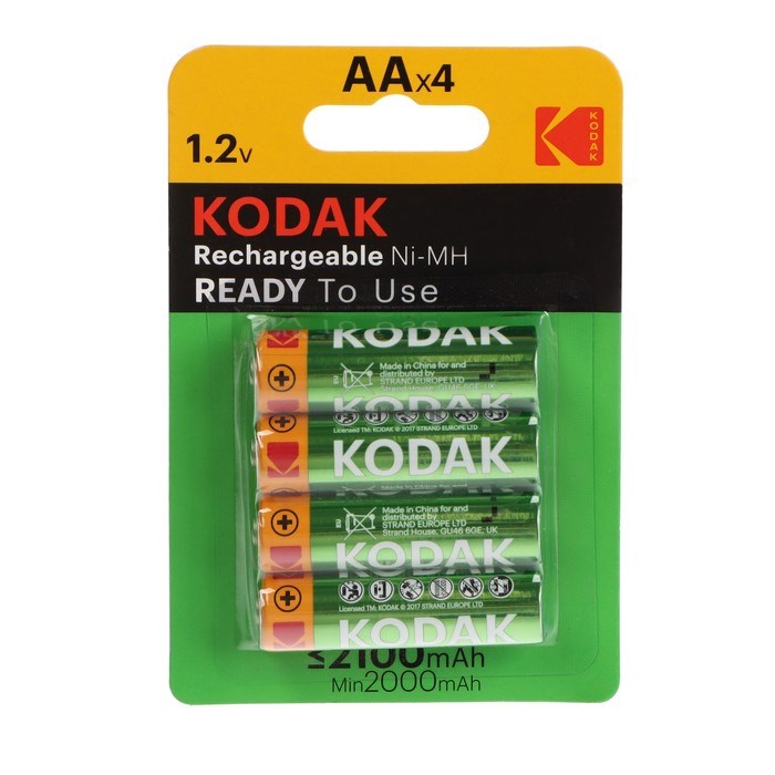 Аккумулятор Kodak, Ni-Mh, AA, HR6-4BL, 2100 мАч, блистер, 4 шт. - фото 51397406