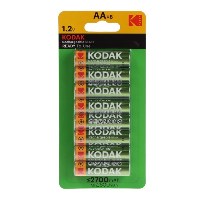 Аккумулятор Kodak, Ni-Mh, AA, HR6-8BL, 2700 мАч, блистер, 8 шт. - фото 51397408