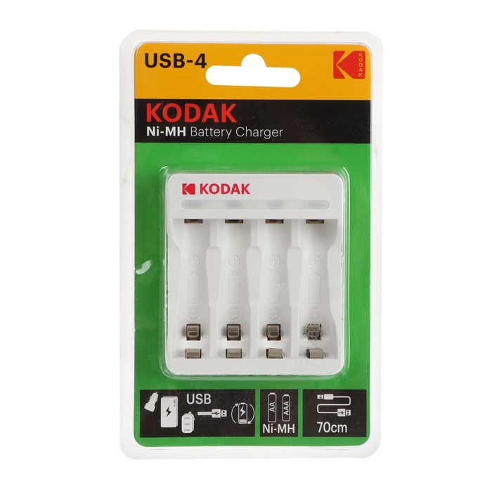 Зарядное устройство Kodak C8002B, для аккумуляторов 4хAA/AAA, USB, белое - фото 51397412