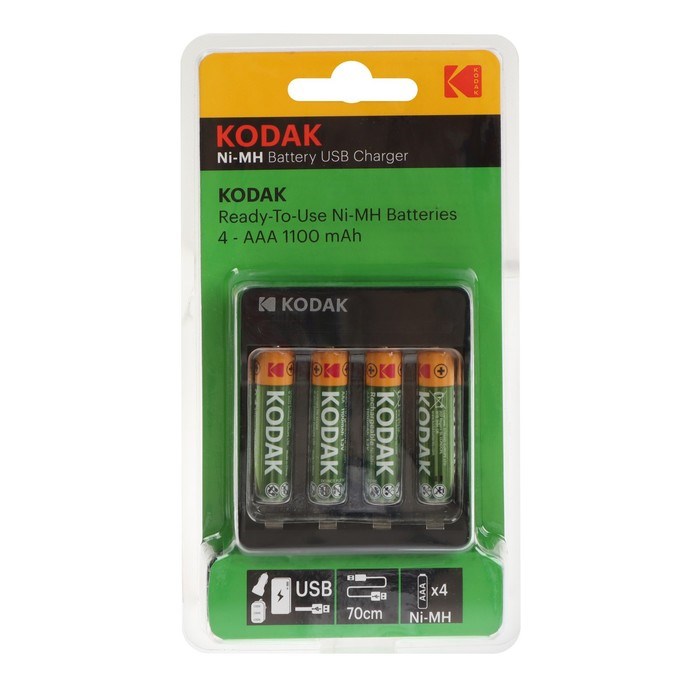 Зарядное устройство Kodak USB Overnight charger для AAA + 4 аккумулятора AAA 1100 мАч - фото 51397414