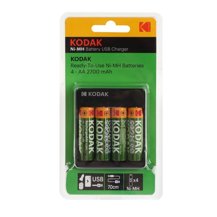 Зарядное устройство Kodak USB Overnight charger для AA + 4 аккумулятора AA 2700 мАч - фото 51397416