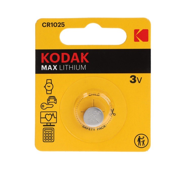 Батарейка литиевая Kodak Max, CR1025-1BL, 3В, блистер, 1 шт. - фото 51397418