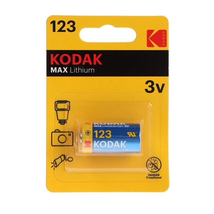 Батарейка литиевая Kodak Max, CR123-1BL, 3В, блистер, 1 шт. - фото 51397420