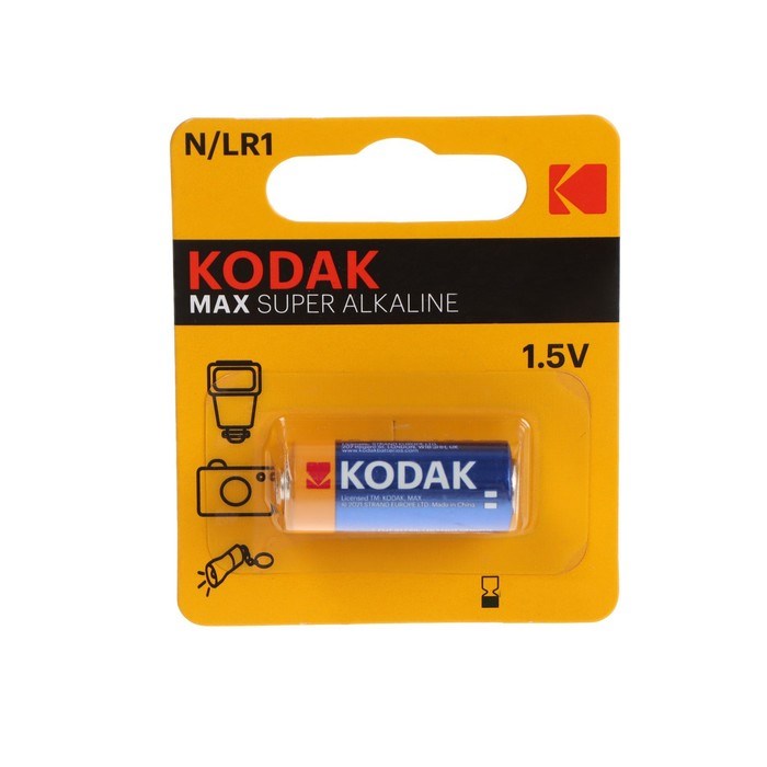 Батарейка алкалиновая Kodak Max Super, LR1-1BL (KN-1), 1.5 В, блистер, 1 шт. - фото 51397442