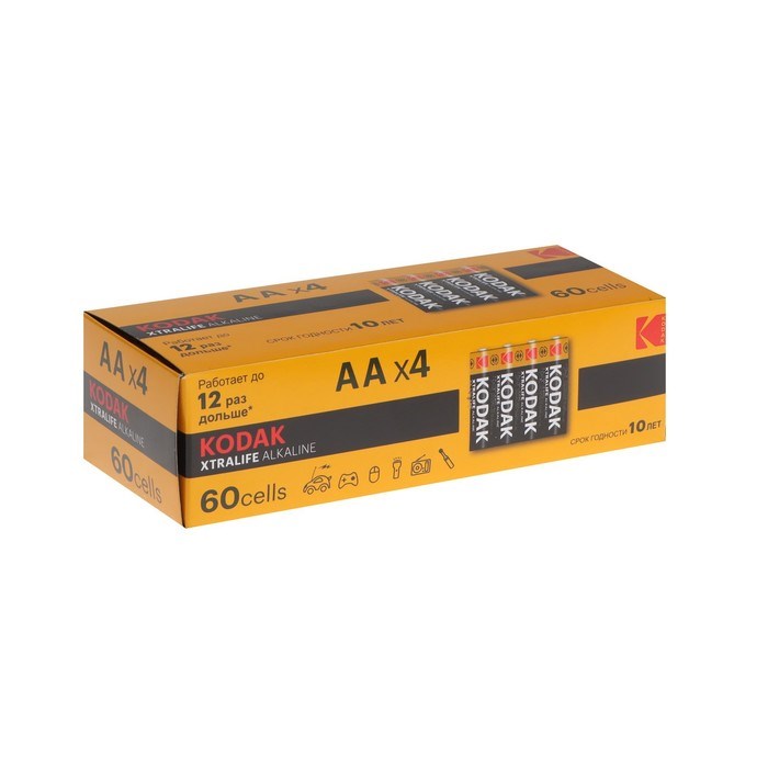 Батарейка алкалиновая Kodak Xtralife, AA, LR6-60BOX, 1.5В, бокс, 60 шт. - фото 51397448