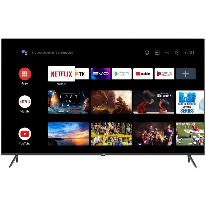 Телевизор Haier SMART TV S1, 43",  3840x2160, DVB-T/T2/C/S2, HDMI 4, USB 2, Smart TV, чёрный - фото 51397721