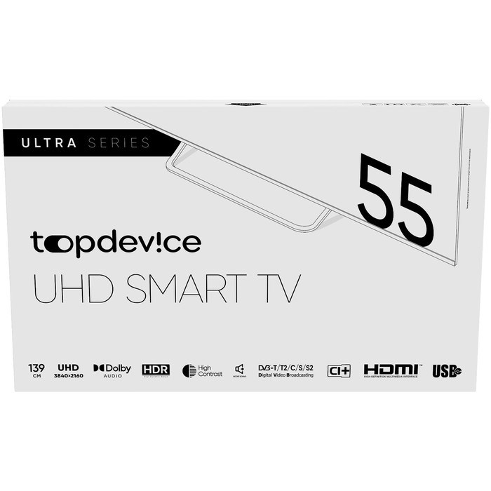 Телевизор Topdevice TDTV55BS05U, 55", 3840x2160, DVB-T2/C/S2, HDMI 3, USB 2, Smart TV,черный - фото 51397933