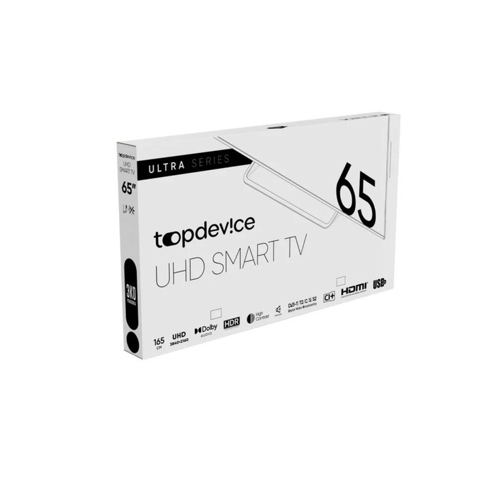 Телевизор Topdevice TDTV65BS05U, 65", 3840x2160, DVB-T2/C/S, HDMI 3, USB 2, Smart TV,черный - фото 51397946