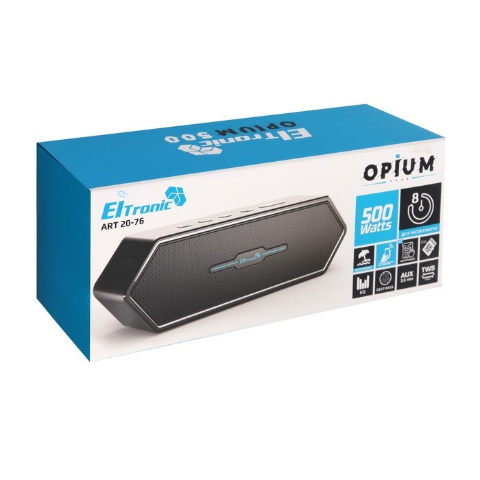 Портативная колонка ELTRONIC OPIUM, 50 Вт, 2000 мАч, microSD, BT, AUX, TWS, IPX7 - фото 51398233