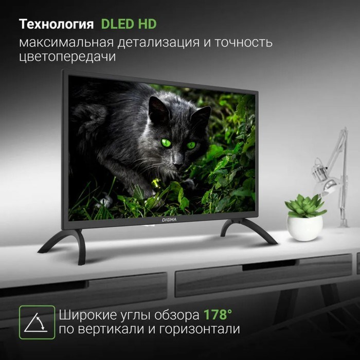 Телевизор Digma DM-LED24MBB21, 24", 1366x768, DVB-T/T2/C/S/S2, HDMI 3, USB 2 - фото 51398550