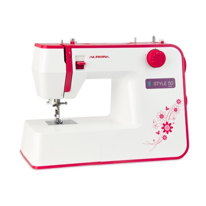 Швейная машина Aurora Style 50, 70 Вт, 12 операций, автомат, бело-красная - фото 51398792