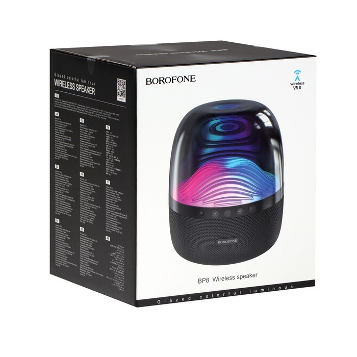 Портативная колонка Borofone BP8 Glazed, 10 Вт, BT5.0, AUX, microSD, USB, 2000 мАч, чёрная - фото 51398839