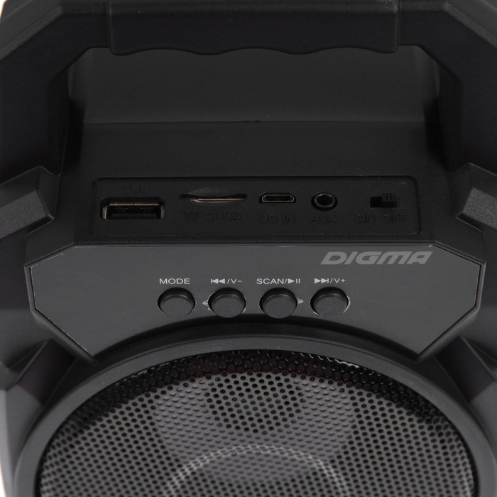 Портативная колонка Digma D-PS1500, подсветка,10Вт, BT, microSD,USB, AUX, FM, 500мАч, черная - фото 51398851