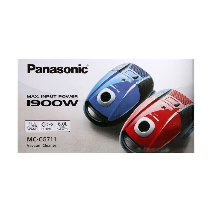 Пылесос PANASONIC MC-CG711A, мешок, 1900/350 Вт, 6 л, 65 дБ, шнур 5 м, синий - фото 51399389