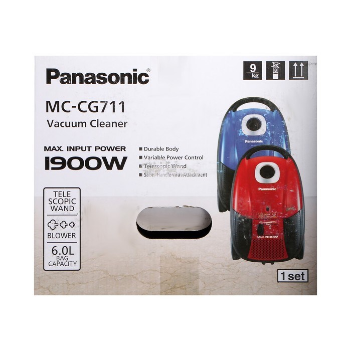 Пылесос PANASONIC MC-CG711A, мешок, 1900/350 Вт, 6 л, 65 дБ, шнур 5 м, синий - фото 51399390