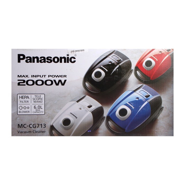 Пылесос PANASONIC MC-CG713A, мешок, 2000 Вт, 6 л, 65 дБ, шнур 5 м, синий - фото 51399423