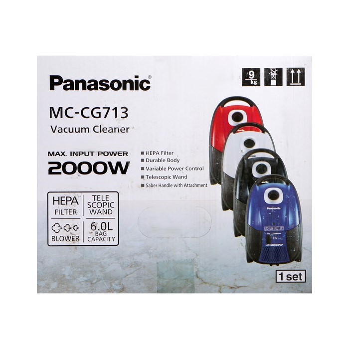 Пылесос PANASONIC MC-CG713R, мешок, 2000 Вт, 6 л, 65 дБ, шнур 5 м, красный - фото 51399458