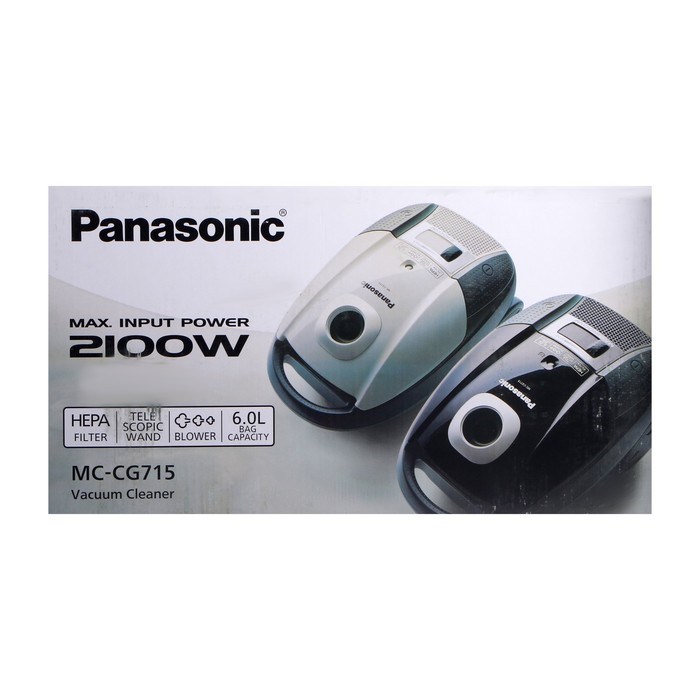 Пылесос PANASONIC MC-CG715 K, мешок, 2100 Вт, 6 л, 65 дБ, шнур 5 м, чёрный - фото 51399473