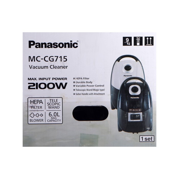 Пылесос PANASONIC MC-CG715 K, мешок, 2100 Вт, 6 л, 65 дБ, шнур 5 м, чёрный - фото 51399474