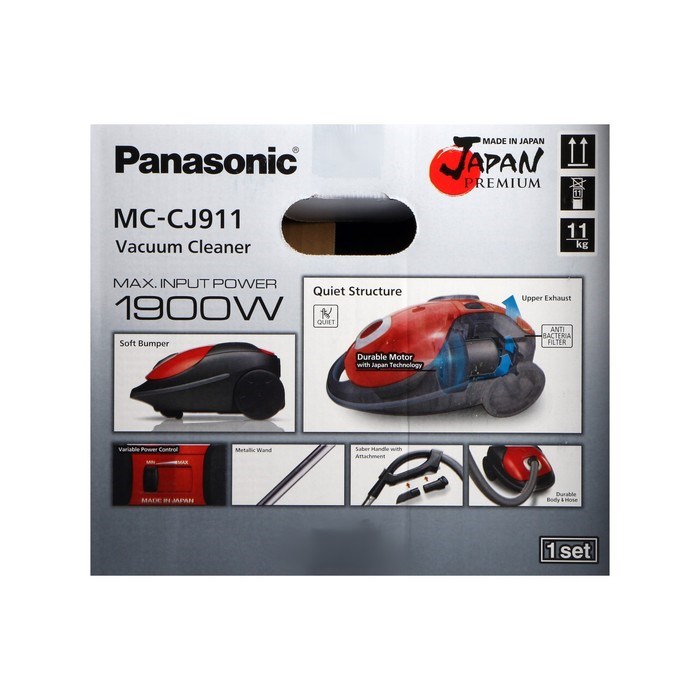 Пылесос PANASONIC MC-CJ911R, мешок, 1900 Вт, 6 л, красный - фото 51399522