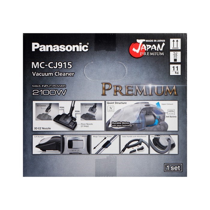 Пылесос PANASONIC MC-CJ915R, мешок, 2100 Вт, 6 л, шнур 5 м, красный - фото 51399553