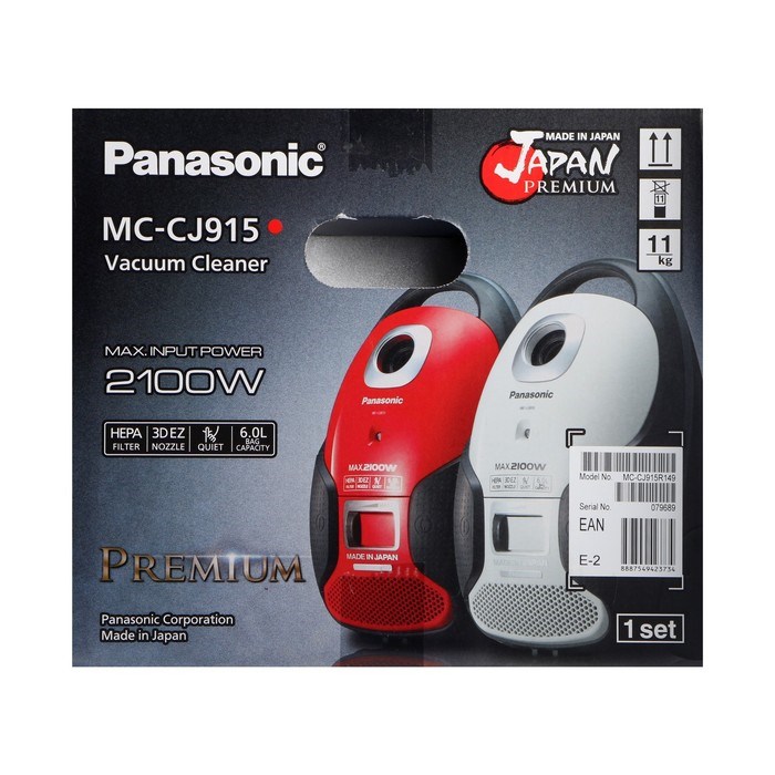 Пылесос PANASONIC MC-CJ915R, мешок, 2100 Вт, 6 л, шнур 5 м, красный - фото 51399554