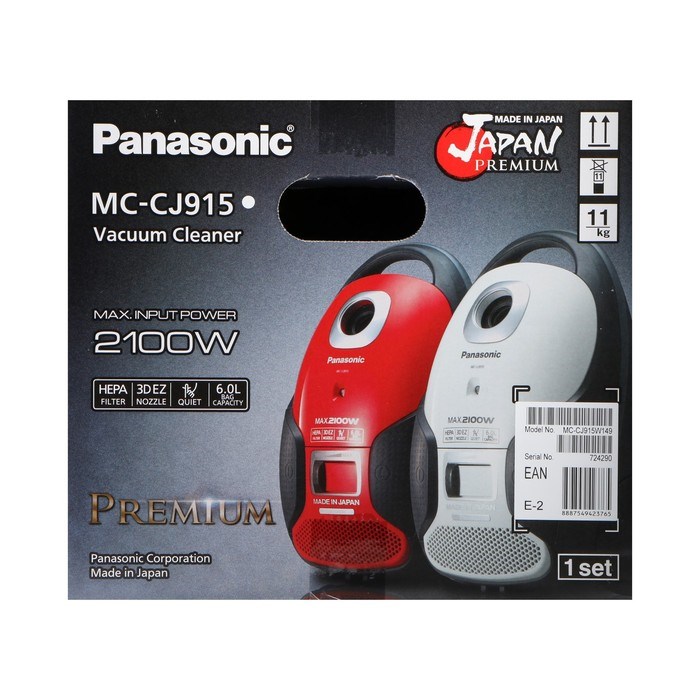 Пылесос PANASONIC MC-CJ915W, мешок, 2100 Вт, 6 л, 63 дБ, шнур 5 м, белый - фото 51399575