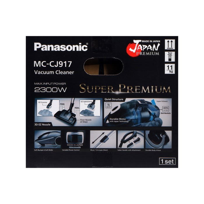 Пылесос PANASONIC MC-CJ917K, мешок, 2300 Вт, 6 л, 60 дБ, чёрный - фото 51399590