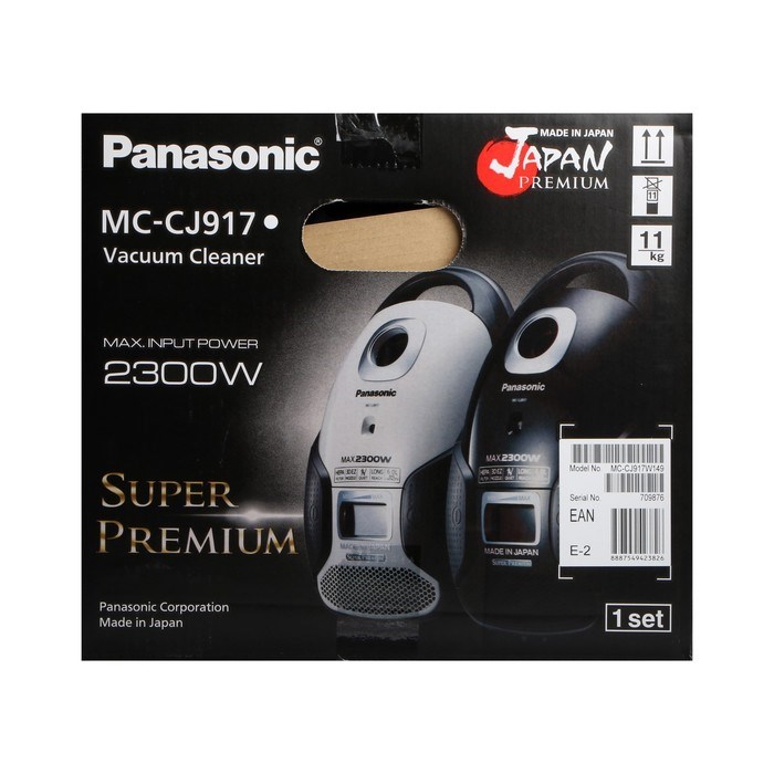 Пылесос PANASONIC MC-CJ917W, мешок, 2300 Вт, 6 л, 60 дБ, шнур 7 м, белый - фото 51399609