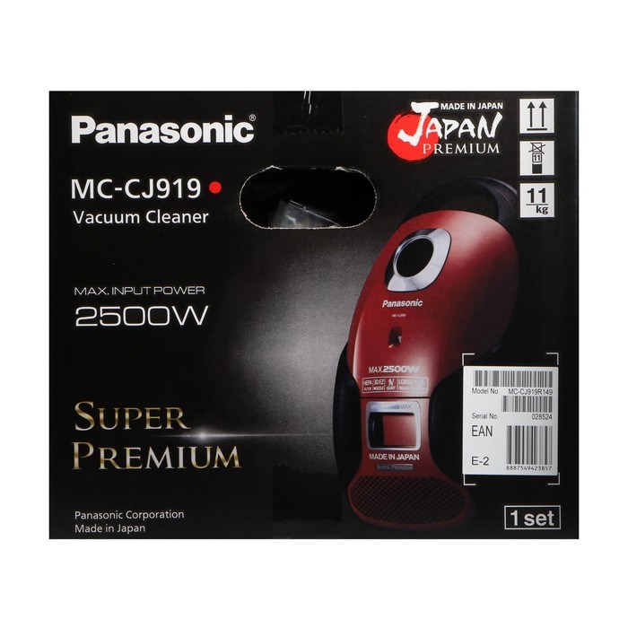 Пылесос PANASONIC MC-CJ919R, мешок, 2500 Вт, 6 л, 60 дБ, красный - фото 51399630