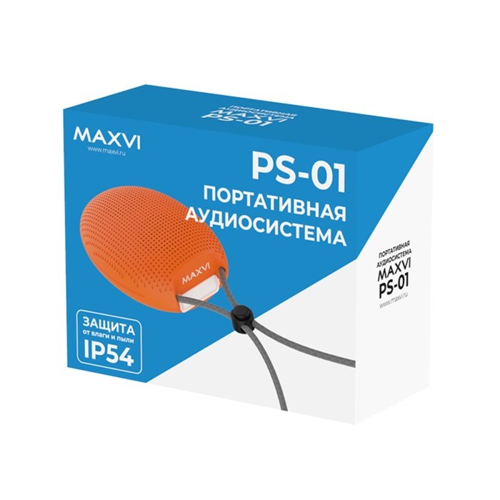 Портативная колонка Maxvi PS-01, 3 Вт, 500 мАч, BT 5.0, IP54, черная - фото 51399720