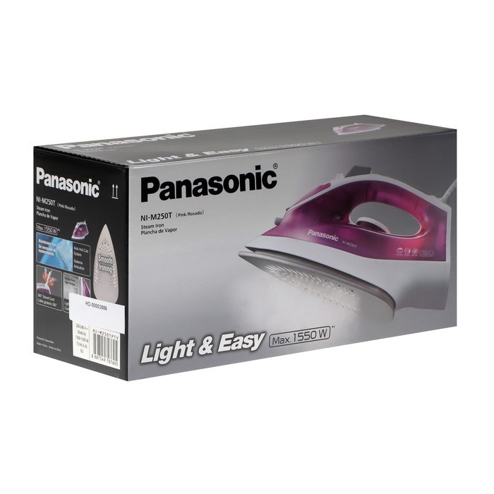 Утюг PANASONIC NI-M 250TPTV PINK, 1550 Вт, 15 г/мин, пар удар 75 г/мин, 210 мл, шнур 1.8 м - фото 51399763