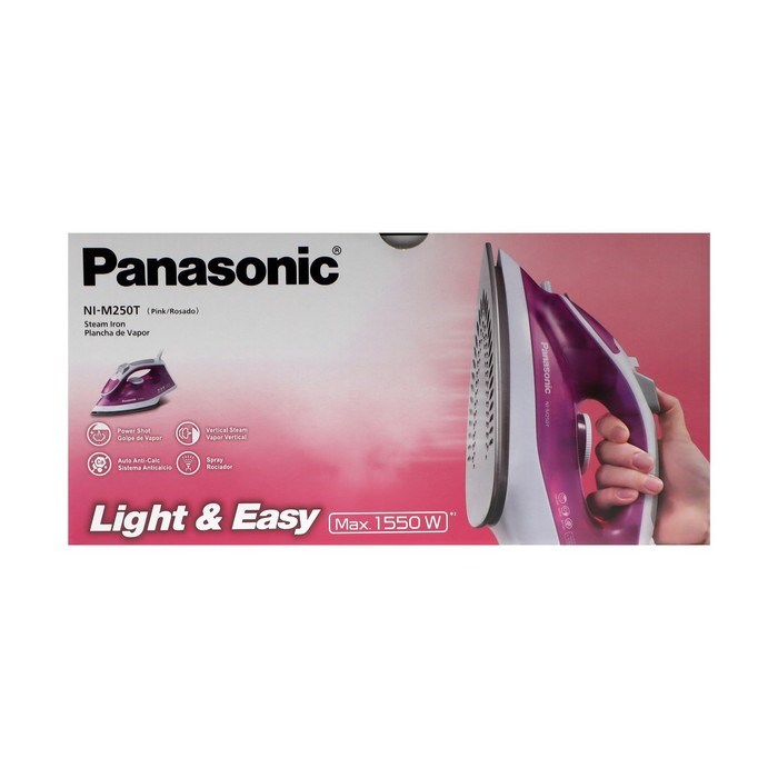 Утюг PANASONIC NI-M 250TPTV PINK, 1550 Вт, 15 г/мин, пар удар 75 г/мин, 210 мл, шнур 1.8 м - фото 51399765