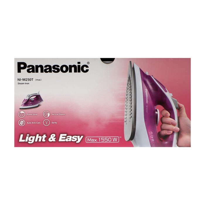 Утюг PANASONIC NI-M 250TPTH PINK, 1550 Вт, 15 г/мин, пар удар 75 г/мин, 210 мл, розовый - фото 51399780