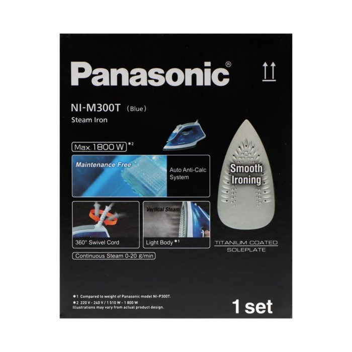 Утюг PANASONIC NI-M 300TATH BLUE, 1800 Вт, 20 г/мин, пар удар 80 г/мин, 210 мл, синий - фото 51399790