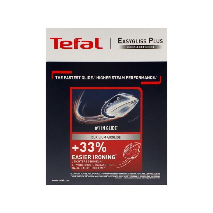 Утюг Tefal FV5736E0, 2500 Вт, эмалированная подошва, 45 г/мин, 270 мл, бело-синий - фото 51399990