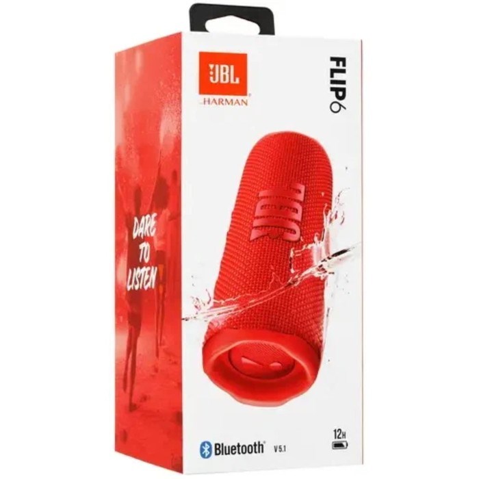 Портативная колонка JBL Flip 6, 30 Вт, BT 5.1, режим TWS, IP67, 4800 мАч, индикатор, красная - фото 51400005