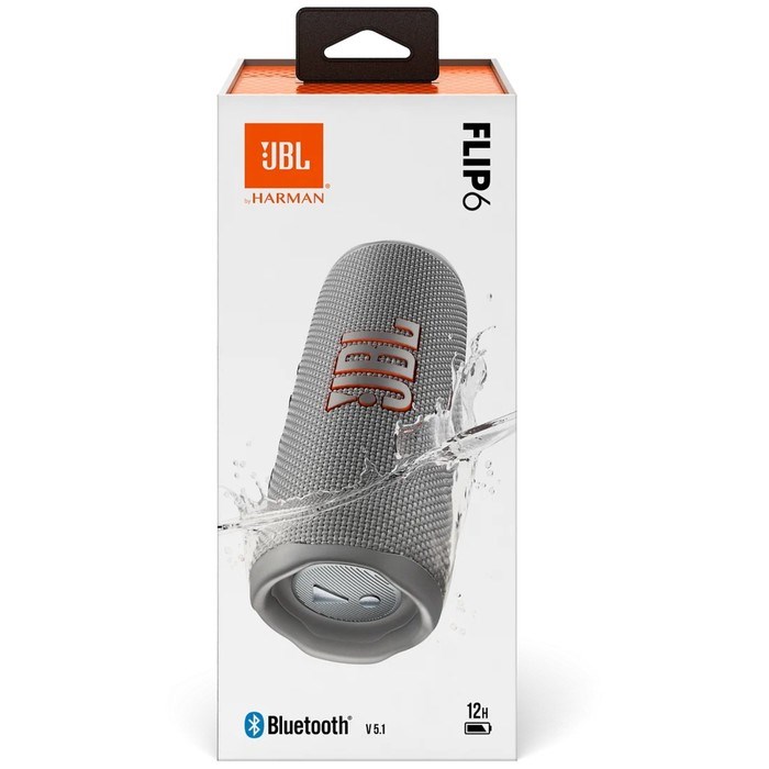 Портативная колонка JBL Flip 6, 30 Вт, BT 5.1, режим TWS, IP67, 4800 мАч, индикатор, серая - фото 51400010