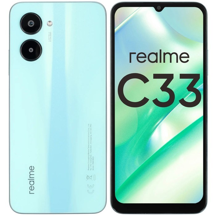 Смартфон Realme C33, 6.5", IPS, 2 sim, 3 Гб, 32 Гб, 50 Мп, 5 Мп, 5000 мАч, голубой - фото 51400150