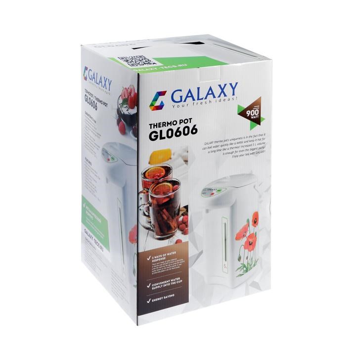 Термопот Galaxy GL 0606, 900 Вт, 5 л, рисунок "маки" - фото 51400632