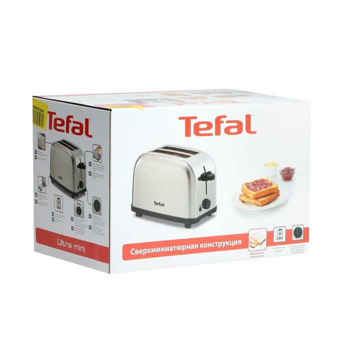 Тостер Tefal TT 330D30, 700 Вт, 6 режимов прожарки, 2 тоста , серебристый - фото 51400962