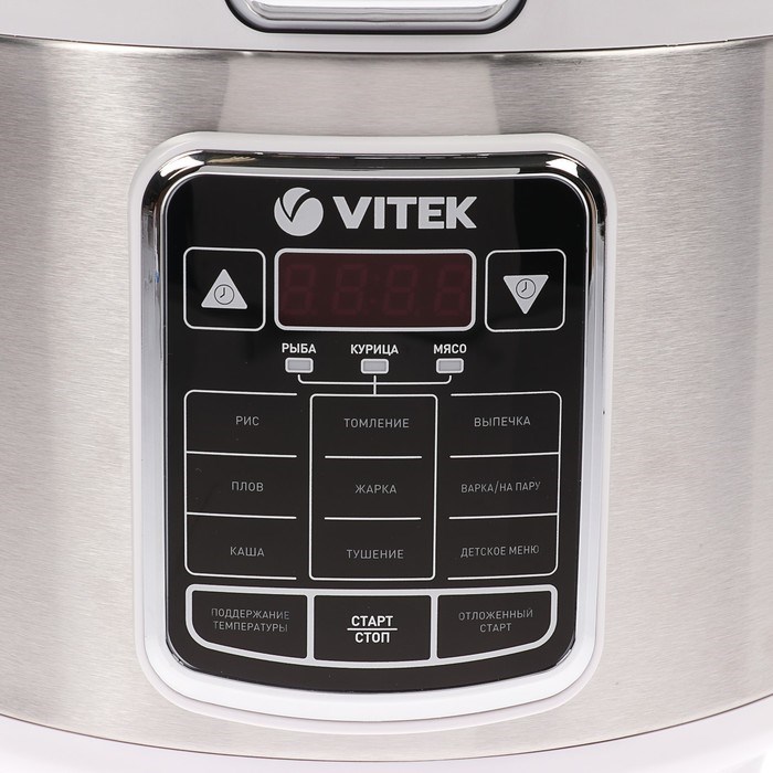 Мультиварка Vitek VT-4281, 800 Вт, 4 л, 9 программ, книга рецептов, дисплей, серебристая - фото 51401782